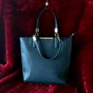 Coach Black Madison Saffiano leather mini tote